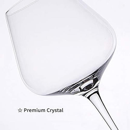 Hand Blown Italian Style Crystal Burgundy Wine Glasses - Lead-Free Premium Crystal Clear Glass - Set of 2-21 Ounce - Gift-Box for any Occasion