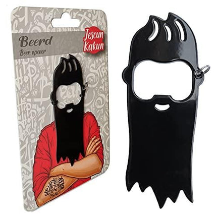Beerd Bottle Opener; Stainless Steel Beer Opener, cool hipster beard design, Bottle Opener for Kitchen, Bar or parties. Unique gift for men, husband, dads, or Father’s Day By Jescun Kakun