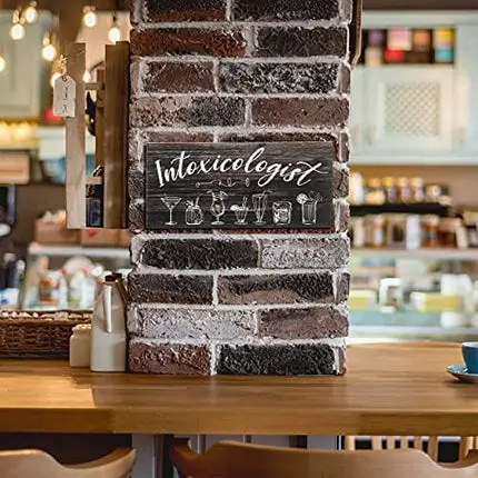 Jetec Intoxicologist Wood Bar Decor Funny Bar Sign with Drinks Patterns Wooden Plaque Sign Wall Art Pub Bar Decor or Home Decoration