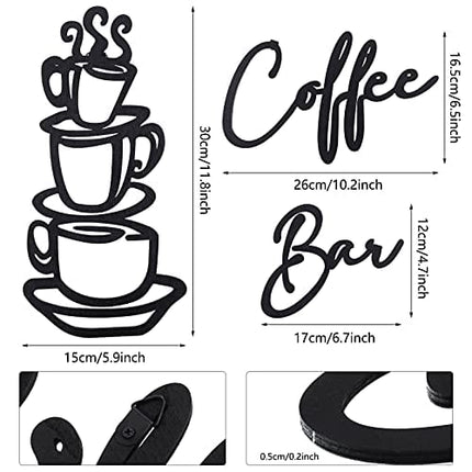 Advanced Mixology 3 Pieces Coffee Bar Sign Coffee Bar Wall Sign Rustic Wooden Coffee Cup Wall Art Coffee Signs for Coffee Bar Wood Letter Sign Farmhouse Kitchen Wall Decor for Home Restaurants Decoration (Black)