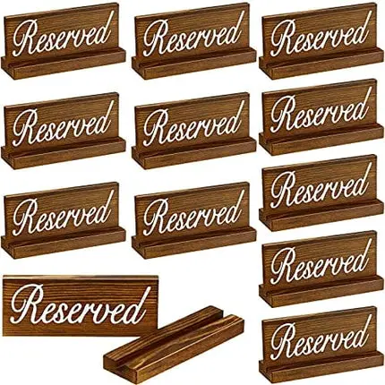 Jetec 12 Pieces Wooden Reserved Signs for Tables Rustic Style Wood Sign Wedding Seating Signs for Wedding Restaurant Receptions Supplies