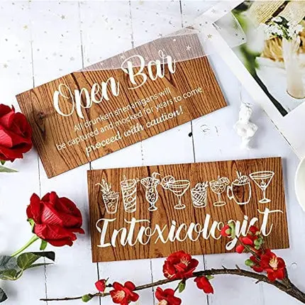 Jetec 2 Pieces Bar Signs Bar Accessories for Home Bar Intoxicologist Sign Open Bar Sign Drunken Shenanigans for Wedding Bar Party Home Decor Reception Home Decor