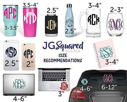 Advanced Mixology Custom Monogram Yeti Decal, Vine Initials Sticker for Tumbler, Your Choice of Size and Color