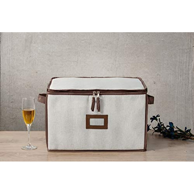 JILLMO Wine Glass Storage Box, Hard Shell and Stackable Glassware Storage Container