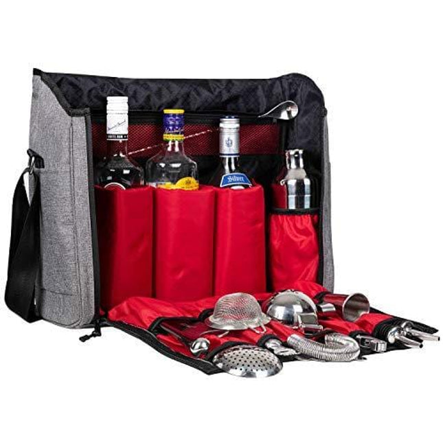 Jillmo Cocktail Shaker Set, 14-Piece Bartender Kit with Waterproof Bartender Travel Bag