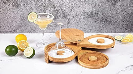 Jillmo Margarita Salt Rimmer Set Bamboo 3-Ties Cocktail Glass Rimmer , Party Bar Accessories ( Sponge NOT INCLUDED)