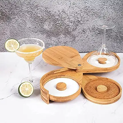 Jillmo Margarita Salt Rimmer Set Bamboo 3-Ties Cocktail Glass Rimmer , Party Bar Accessories ( Sponge NOT INCLUDED)