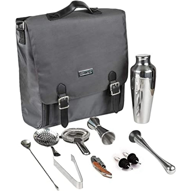 Jillmo Travel Bartender Kit, 10-Piece Cocktail Shaker Set with Bartender Bag