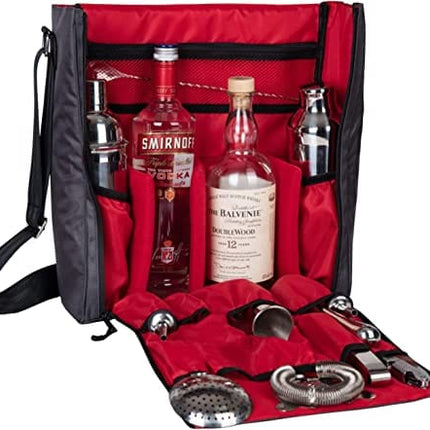 Jillmo Travel Bartender Kit, 10-Piece Cocktail Shaker Set with Bartender Bag
