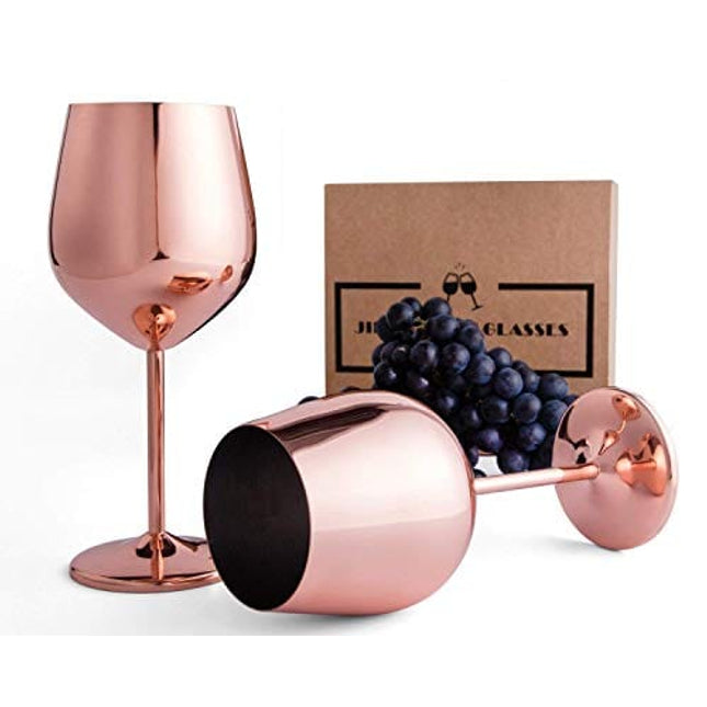 JILLMO Wine Glass, 18 oz Copper Wine Glasses, Set of 2
