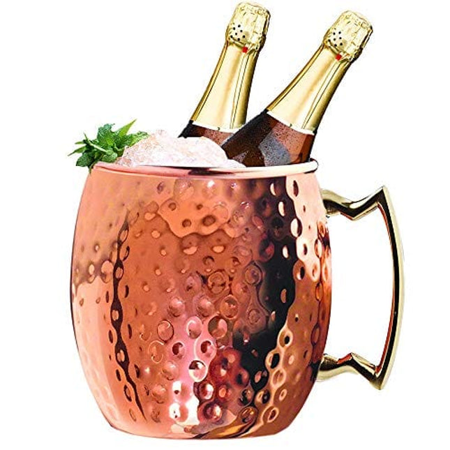 Jolitac Copper Ice Bucket 5 Quart Party Bucket Drinks Cooler with Carry Handle for Wine Champagne Beer 5L Rose Gold