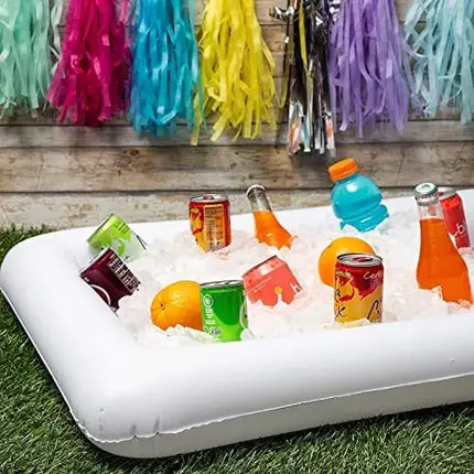 3PCS Inflatable Serving Bar, Buffet Cooler with Drain Plug - Salad Picnic Ice Food Server - Luau Pool Hawaiian Party Supplies with a Hand Pump