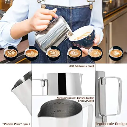 Milk Frother Handheld Latte Art Set - Coffee Frother Electric Handheld, Milk Frother Pitcher, Coffee Shaker, Coffee Stencil, Coffee Spoon, Coffee Scoop, Latte Art Pen