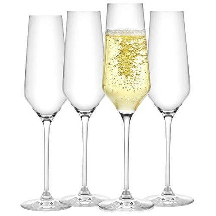 JoyJolt Champagne Flutes – Layla Collection Crystal Champagne Glasses Set of 4 – 6.7 Ounce Capacity – Ideal for Home Bar, Special Occasions