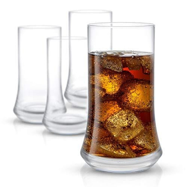 JoyJolt Cosmos Highball Glasses – Pack of 4 Tall Glass – 18.5 oz Large Drinking Glass Set – Non-Lead Crystal Tall Glasses for Water, Juice, Beer and Cocktails – Premium Tall Tumblers for Drinks
