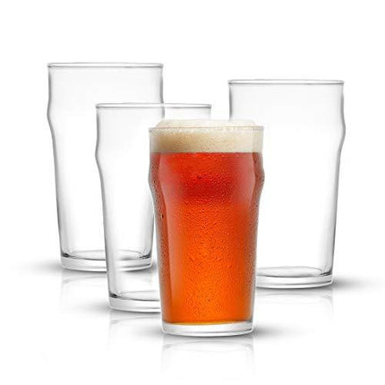 JoyJolt Grant Pint Glasses Set of 4 (FOUR) 1.2 Pint Glass Capacity in a Traditional Pub Drinking Glasses Design. Oversized Beer Glasses Set for Guinness, Stout, and Craft Beer Glasses by the Pint!