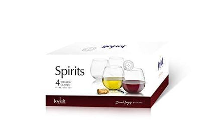 JoyJolt Spirits Stemless Wine Glasses for Red or White Wine (Set of 4)-15-Ounces