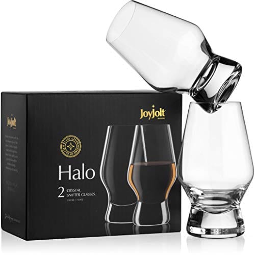 JoyJolt Halo Crystal Whiskey Glasses, Set of 2. Perfect Whisky Glass or