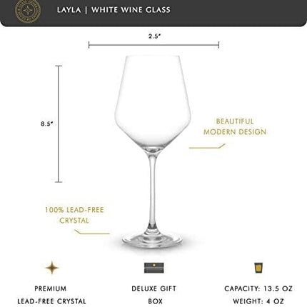 JoyJolt Layla White Wine Glasses, Set of 4 Italian Wine Glasses, 13.5 oz Clear Wine Glasses – Made in Europe