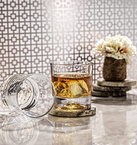 Joyjolt Carre Square Scotch Glasses - Set Of 4 Whiskey Glass - 10