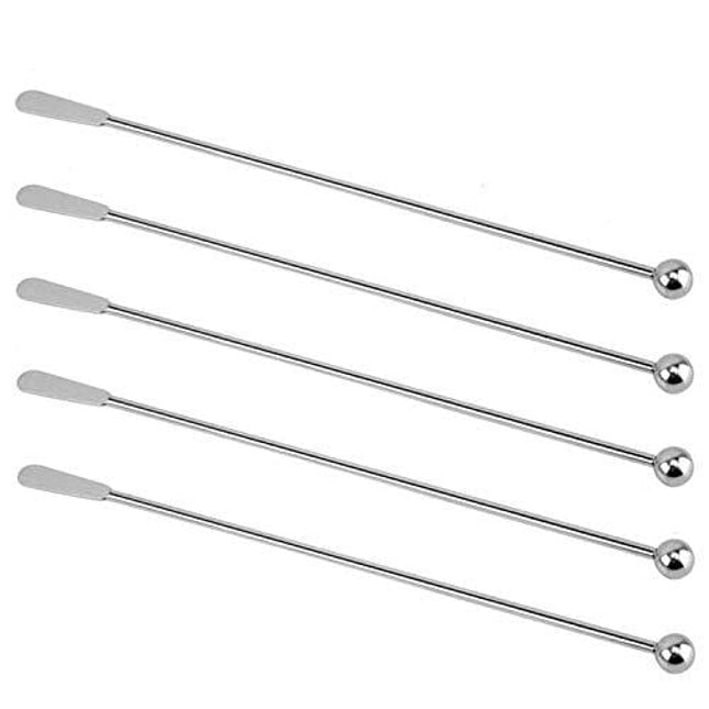 JSDOIN Stainless Steel Coffee Beverage Stirrers Stir Cocktail Drink Swizzle Stick with Small Rectangular Paddles (5Pcoffeestirrers)
