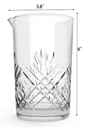 Jucoan 24oz Crystal Cocktail Mixing Glass, Thick Weighted Bottom Stirring Glass Drink Maker for Bar, Bartenders