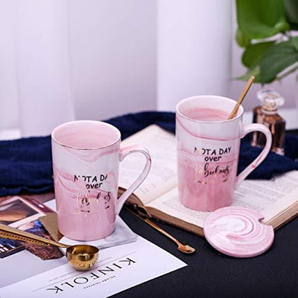 Jumway Not A Day Over Fabulous Mug - Birthday Gifts for Women - Funny Birthday Gift Ideas for Her,Friends, Coworkers, Her, Wife, Mom, Daughter, Sister, Aunt Ceramic Marble Mug 14 Oz Pink