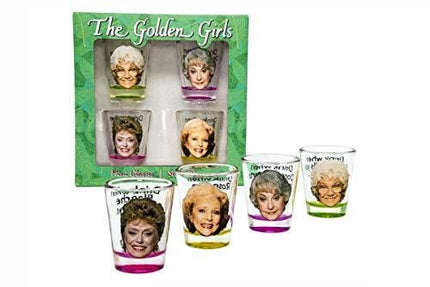 Golden Girls Shot Glasses | Fun Drinking Games | Set Of 4 Collectible Glasses | Perfect For Parties, Game Night, Bachelor Bachelorette Party, College Graduation, Birthday Gift