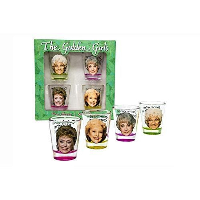 Golden Girls Shot Glasses | Fun Drinking Games | Set Of 4 Collectible Glasses | Perfect For Parties, Game Night, Bachelor Bachelorette Party, College Graduation, Birthday Gift