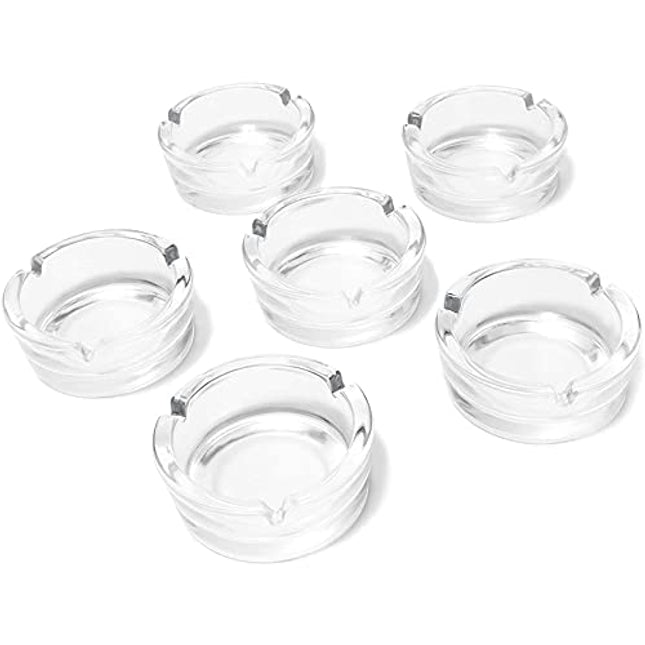 Juvale Glass Ash Trays for Cigarettes (6 Pack) 4 x 1.5 Inches, Clear