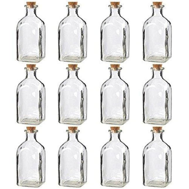 Juvale Clear Glass Bottles with Cork Lids (12 Pack)