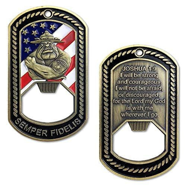 US Marine Corps Dog Tag Bottle Opener Semper Fidelis Gift
