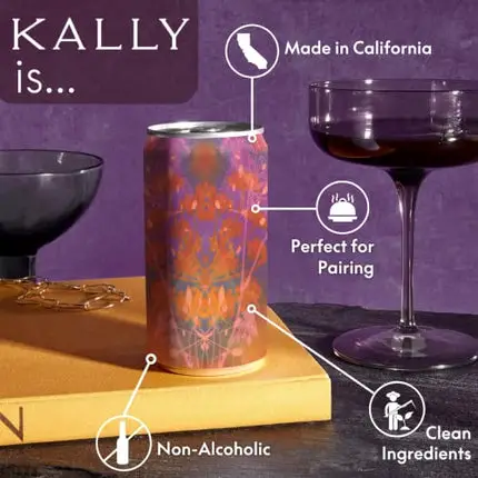 Kally Non Alcoholic Drinks - Made with Verjus, Fruit, and Botanicals - Sip & Savor Non Alcoholic Drinks, No Artificial Flavors & No Added Sugar, 6-Pack of 8 fl oz Cans (Berry Fennel)