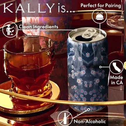 Kally Non Alcoholic Drinks - Made with Verjus, Fruit, and Botanicals - Sip & Savor Non Alcoholic Drinks, No Artificial Flavors & No Added Sugar, 6-Pack of 8 fl oz Cans (Vanilla Smoke)