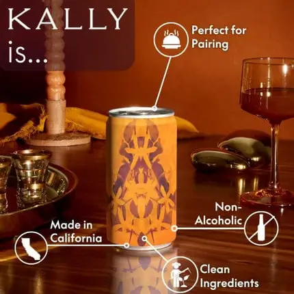 Kally Non Alcoholic Spirits - Made with Verjus, Fruit, and Botanicals - Sip & Savor Non Alcoholic Drinks, No Artificial Flavors & No Added Sugar, 6-Pack of 8 fl oz Cans (Jasmine Spice)