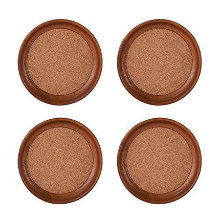 Kamenstein 4 Piece Set, Natural Acacia Wood and Cork Stackable Coasters, Set of 4
