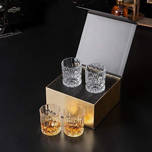 Old Fashioned Whiskey Glasses with Luxury Box - 10 Oz Rocks Barware For  Scotch, Bourbon, Liquor and