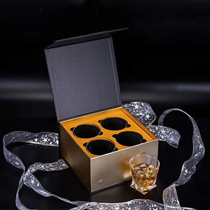 KANARS Whiskey Rocks Glass, Set of 4 Crystal Bourbon Glasses In Gift Box - 10 Oz Old Fashioned Lowball Tumbler for Scotch Cocktail Whisky Rum Cognac Vodka Liquor, Unique Gifts for Men Brother Adult