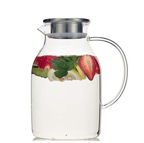 Karafu Glass Pitcher with Lid, 68Oz Heat Resistant Water Jug for Hot/Cold  Water, Ice tea and Juice Beverage Clear