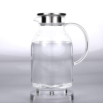 68 Ounces Glass Pitcher with Lid, Heat-resistant Water Jug for Hot/Cold Water, Ice Tea and Juice Beverage