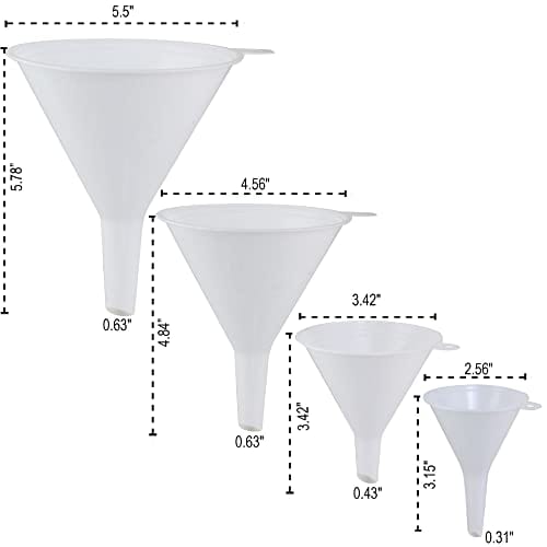 KarZone Plastic Funnel - 4 Pack of Round Kitchen Funnels for Filling B ...