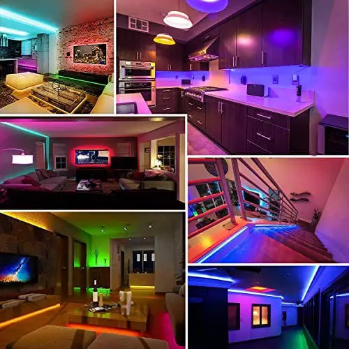 AILBTON Led Strip Lights,60ft Music Sync Color Changing, Built-in  Mic,Bluetooth App Control LED Tape Lights with Remote,5050 RGB Rope Light  Strips