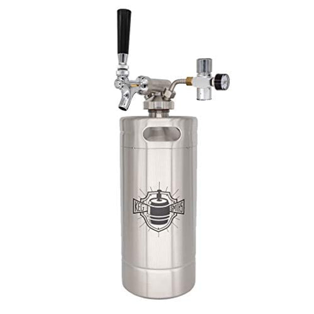 Keg Smiths 128 oz Portable Draft Keg System | CO2 Regulated | Stainless Steel Keg | 8 Pint | Mini Keg Draft System