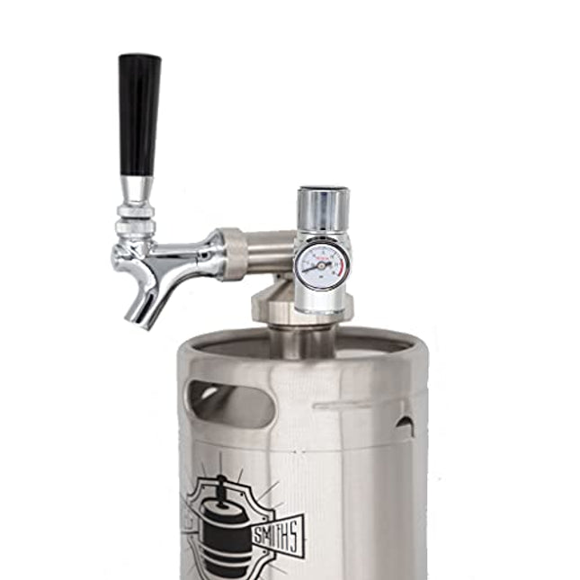 Keg Smiths 128 oz Portable Draft Keg System | CO2 Regulated | Stainless Steel Keg | 8 Pint | Mini Keg Draft System
