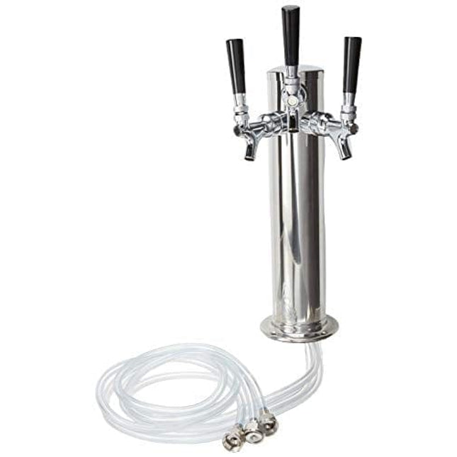 Beer Tower - 3 Liter with ice tube and cup holder - Silver - CASE OF 4