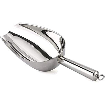 Metal Ice Scoop 6 Ounces, Small Stainless Steel 8.25 Inch Food Scoops for Kitchen Party Bar Wedding, Heavy Duty & Anti Rust, Superb mirror polish surface, Easy Clean & Dishwasher Safe. by Kenbutsu.