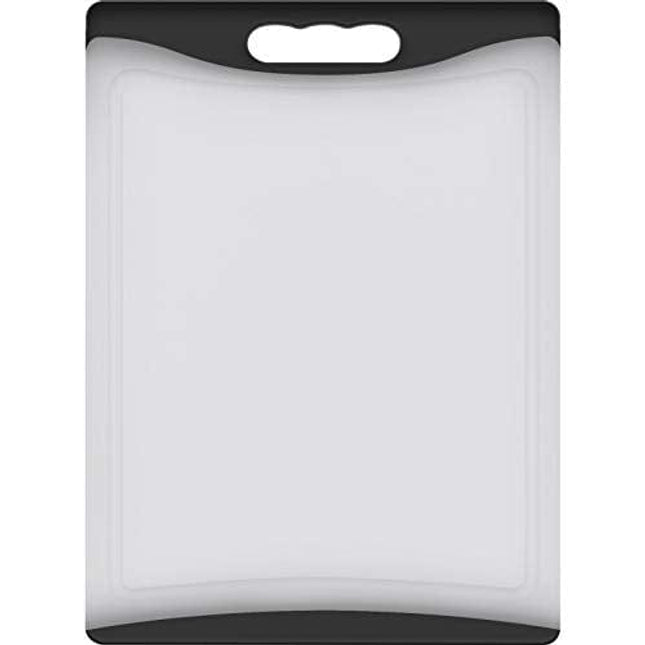 Extra Large Cutting Board, 17.33" Plastic Cutting Board for Kitchen Dishwasher Chopping Board with Juice Grooves Kitchen Cutting Board with Easy Grip Handle, Clear and Black,XL, Kikcoin
