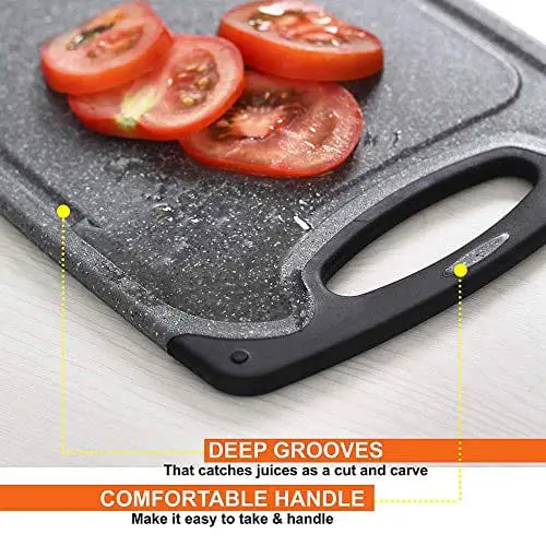 Plastic Cutting Coards for Kitchen, 3-Piece Large Cutting Board Set  Dishwasher Safe Chopping Boards with Non-slip Feet and Juice Grooves,  Kikcoin