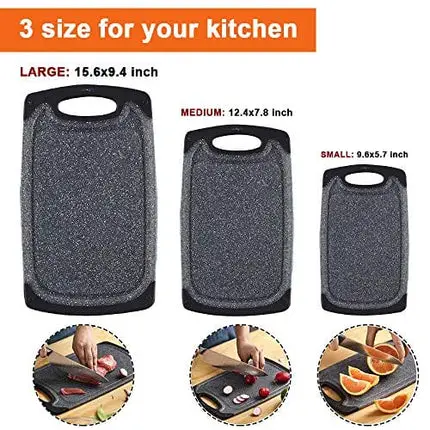 KIMIUP Kitchen Cutting Board (Set of 3),Professional Chopping Boards Sets,Dishwasher Safe Cutting Boards With Juice Grooves & Carrying Handle & No BPA
