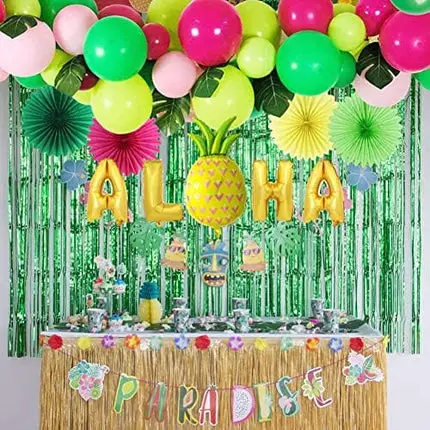 King Luau Grass Table Skirt - 9ft x 29in Luau Table Skirt | Raffia Style Fringe Party Decoration for Tiki Tropical Hawaii or Moana Themed Birthday, Graduation or Costume Party | Hawaiian Table Skirt